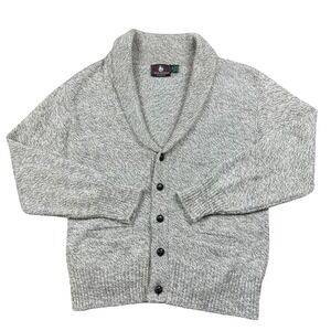 Vintage High Sierra Mervyns Mens Grey Wool Blend Shawl Collar Cardigan Sweater M